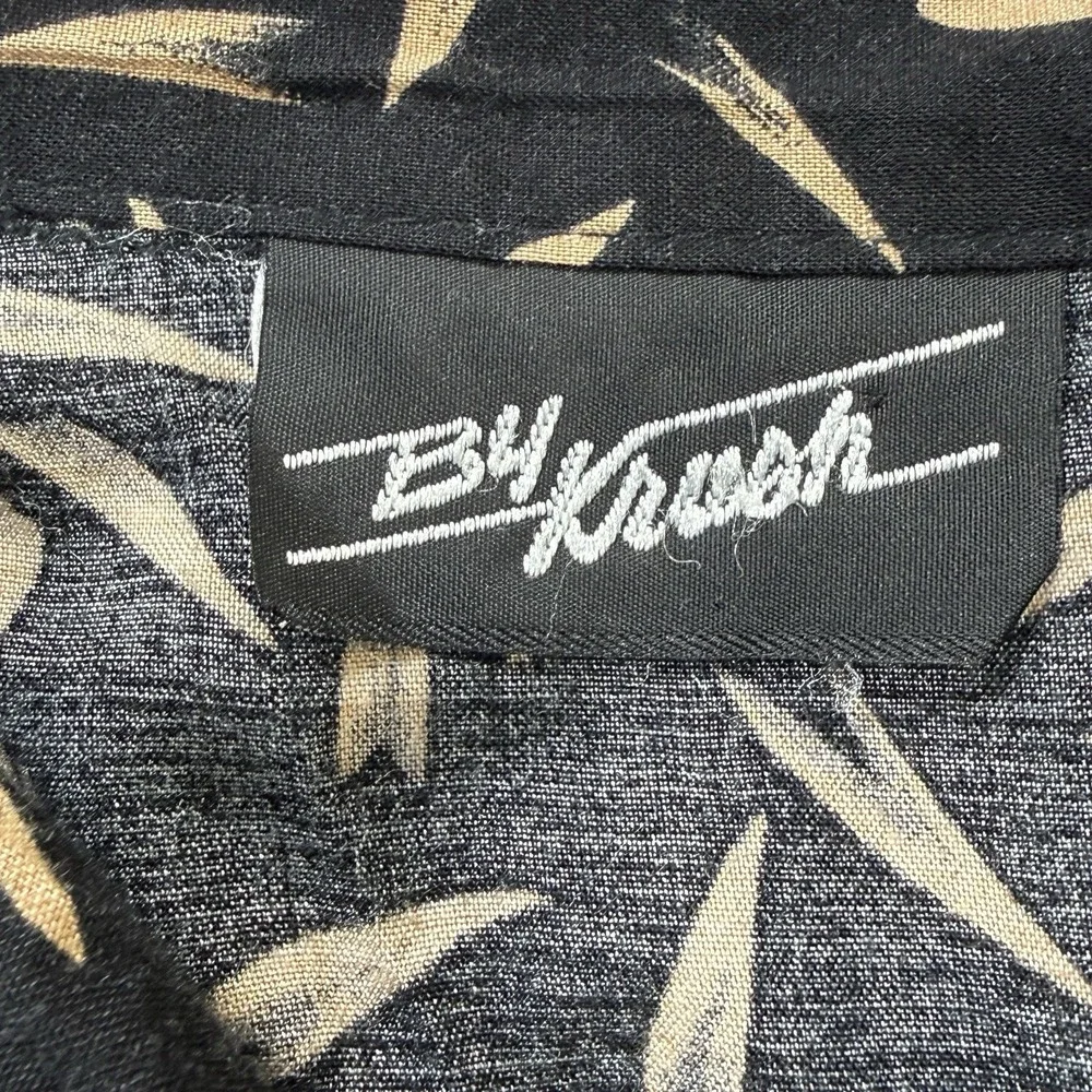 Vintage CA Krush 2 Pc Skirt Set Women's Large Black Tan Print Rayon USA 80s